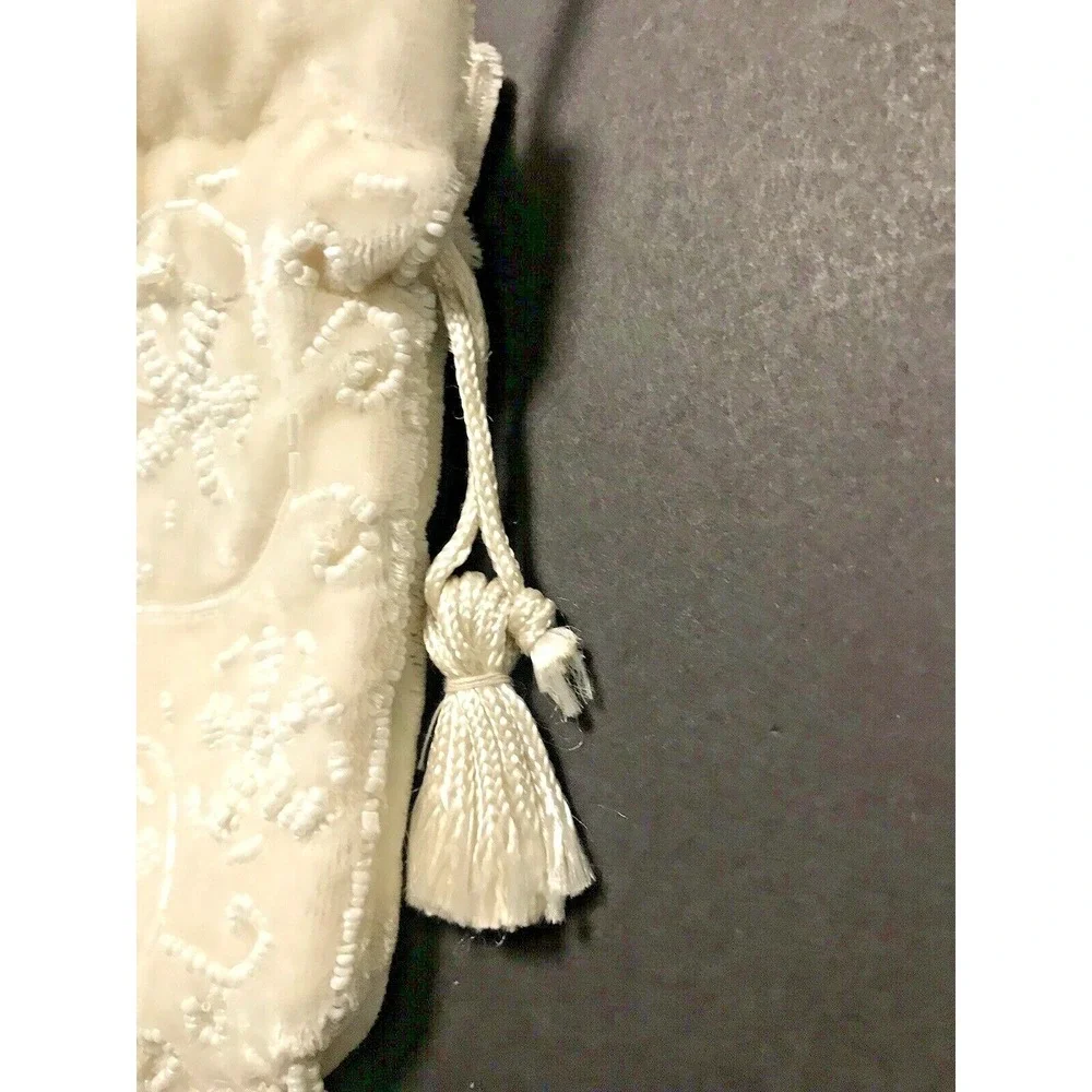 Small Ivory Beaded & Sequined Evening Bag Purse